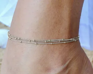 Multi  Chain Silver Ankle Bracelet