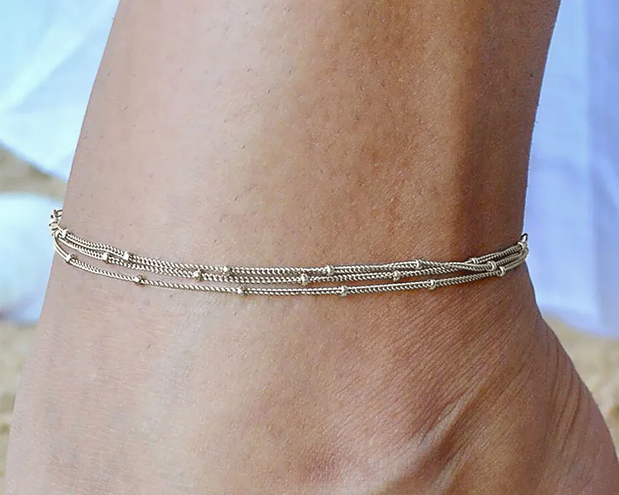 Multi  Chain Silver Ankle Bracelet