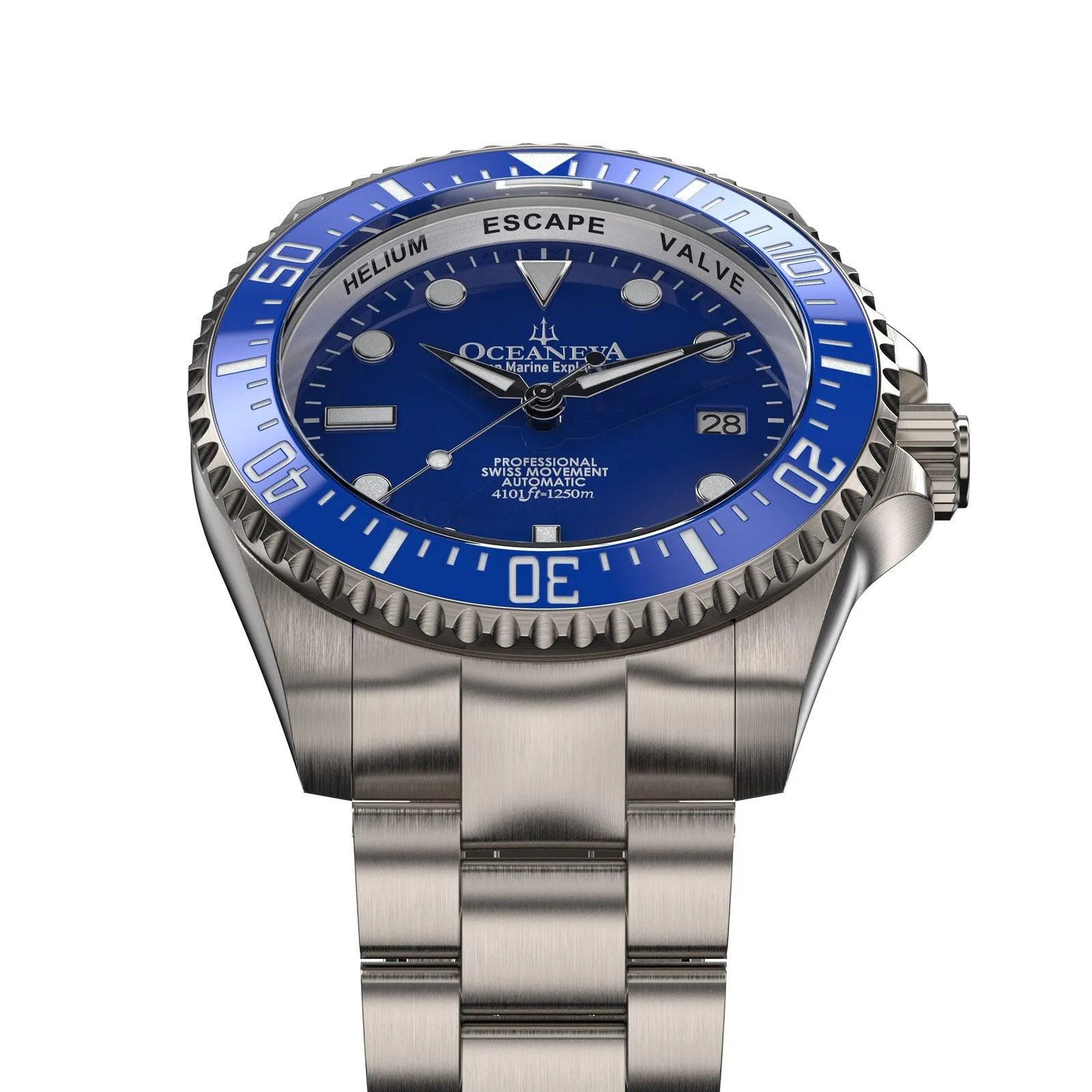 Oceaneva Men's Deep Marine Explorer II 1250M Titanium Watch Blue Dial