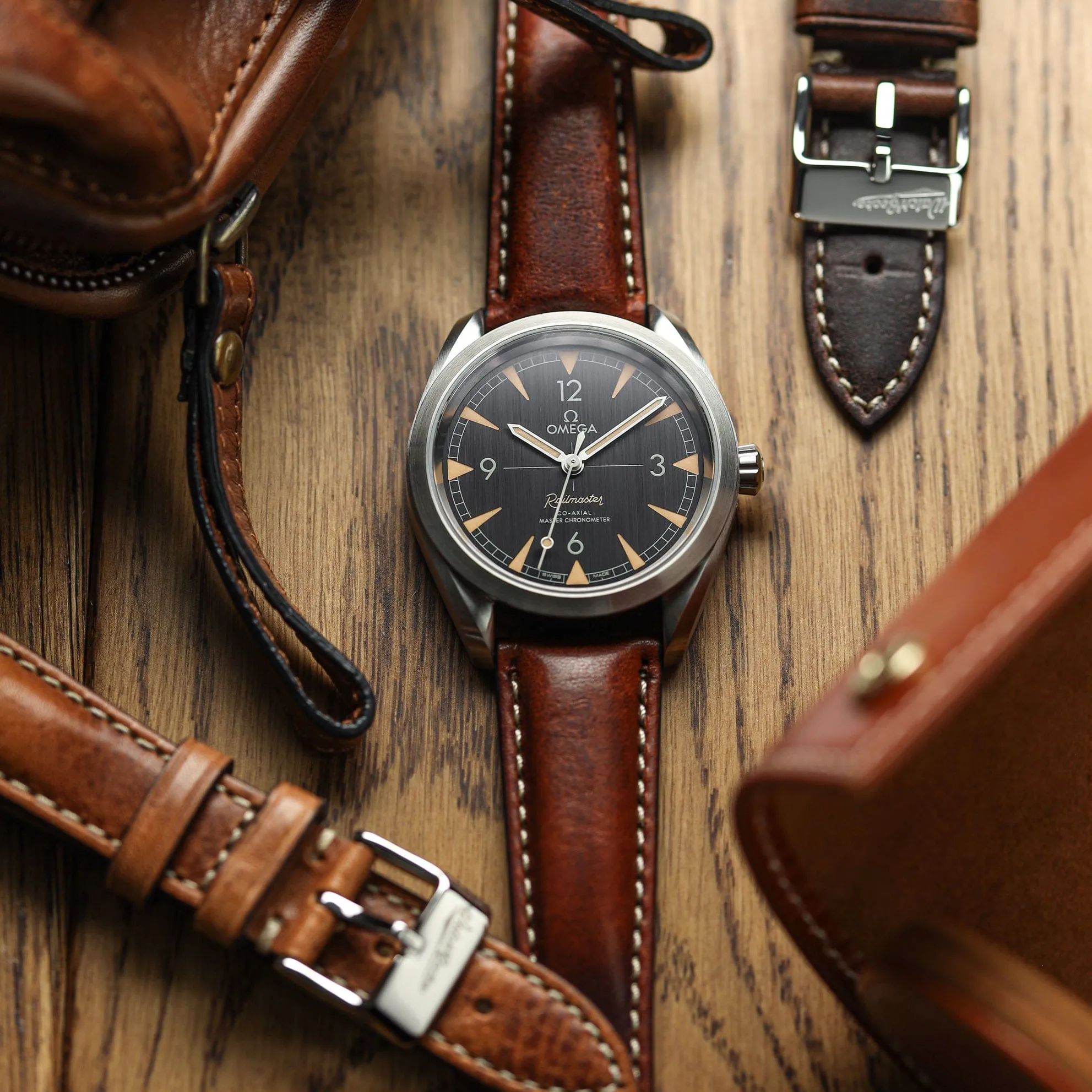 Original Vintage Highley Genuine Leather Watch Strap - Reddish Brown