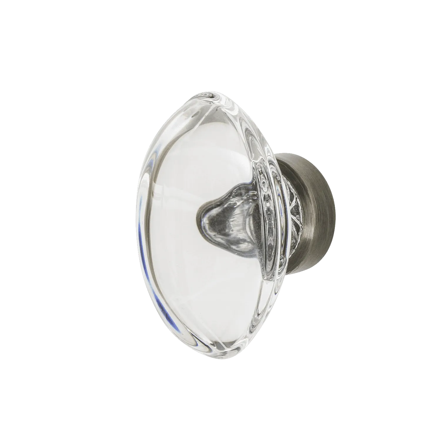 Oval Clear Crystal 1 3/4" Cabinet Knob in Antique Pewter