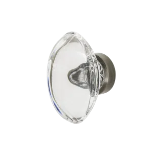 Oval Clear Crystal 1 3/4" Cabinet Knob in Antique Pewter