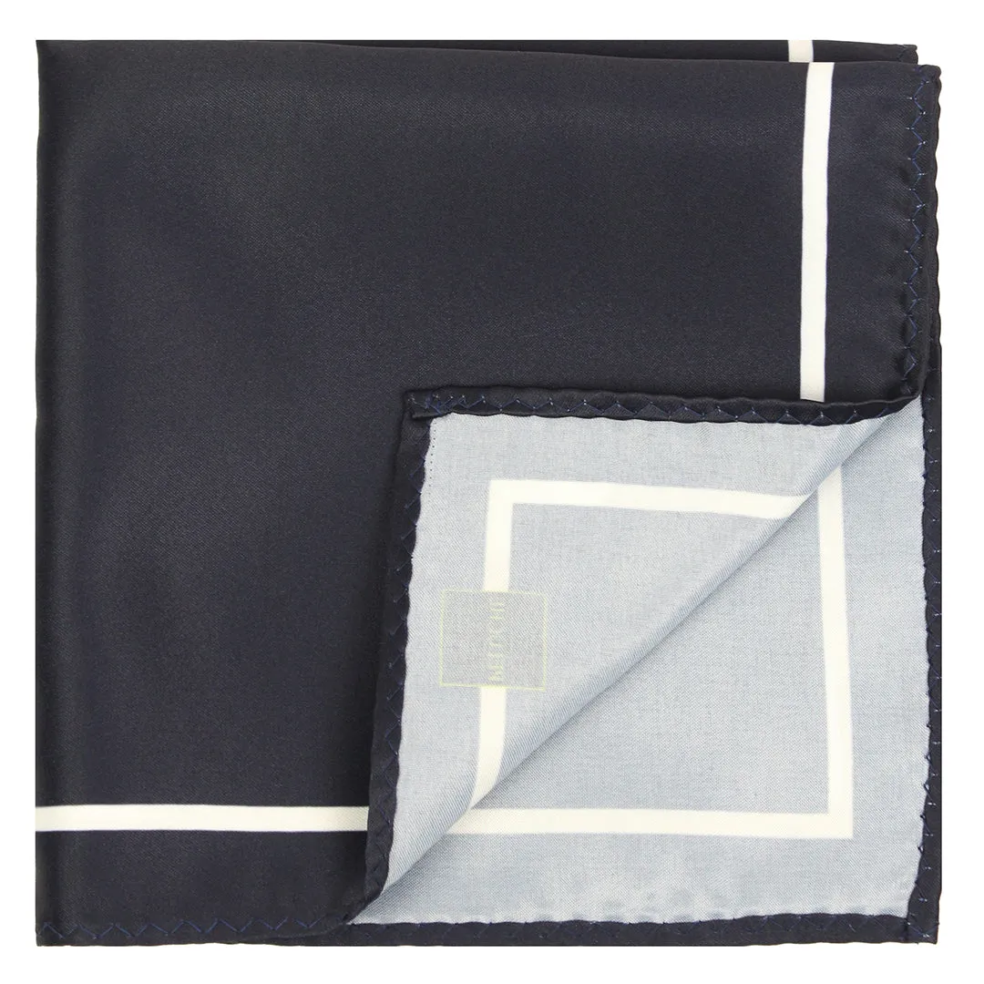 Peluche Classic Hue Navy Blue Pocket Square for Men (14X14 inches)