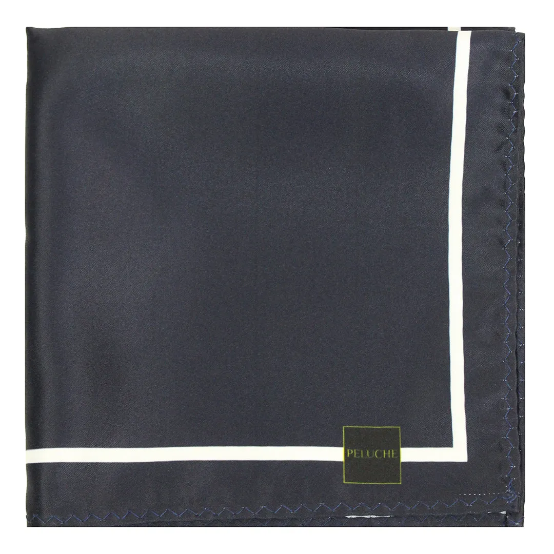 Peluche Classic Hue Navy Blue Pocket Square for Men (14X14 inches)