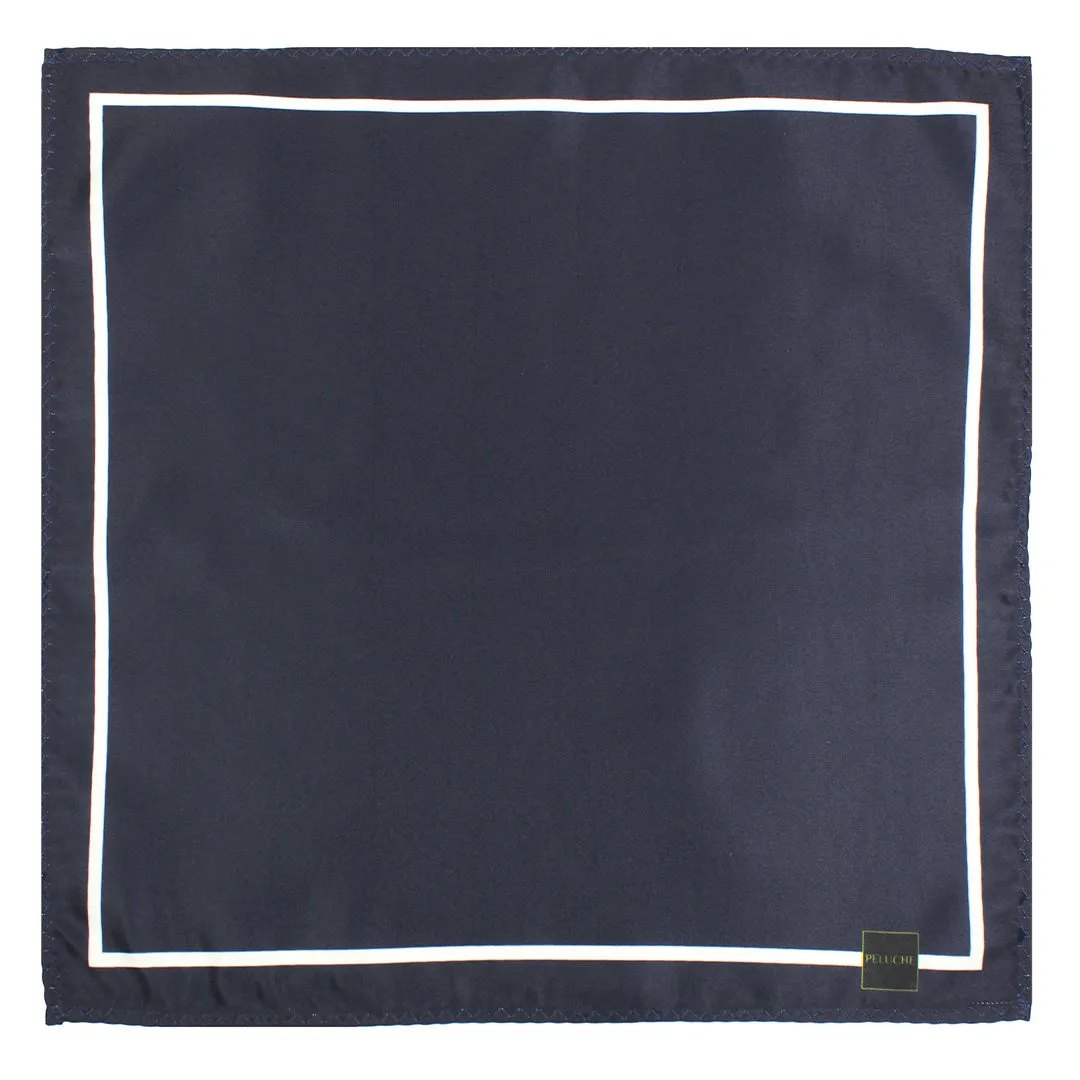 Peluche Classic Hue Navy Blue Pocket Square for Men (14X14 inches)