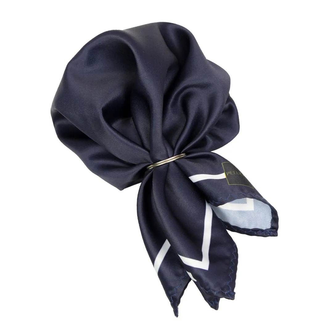 Peluche Classic Hue Navy Blue Pocket Square for Men (14X14 inches)