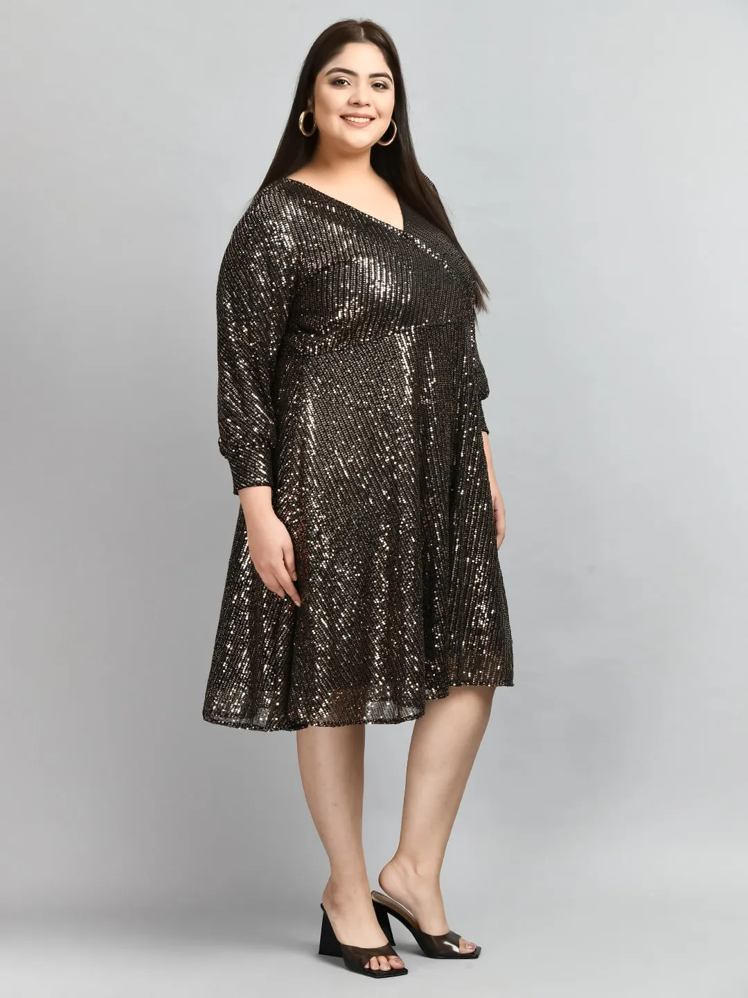 Plus Size Plus Size Black Sequin Dress