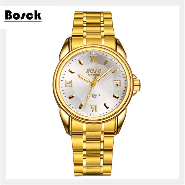 relogio BOSCK men's high-end luxury mechanical watch precision calendar waterproof business brand watches erkek kol saati, reloj