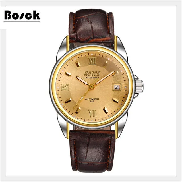 relogio BOSCK men's high-end luxury mechanical watch precision calendar waterproof business brand watches erkek kol saati, reloj