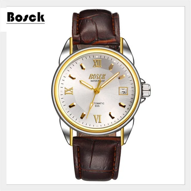 relogio BOSCK men's high-end luxury mechanical watch precision calendar waterproof business brand watches erkek kol saati, reloj