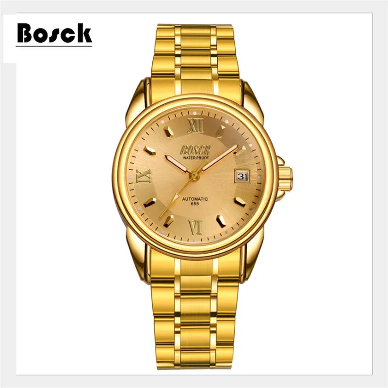 relogio BOSCK men's high-end luxury mechanical watch precision calendar waterproof business brand watches erkek kol saati, reloj