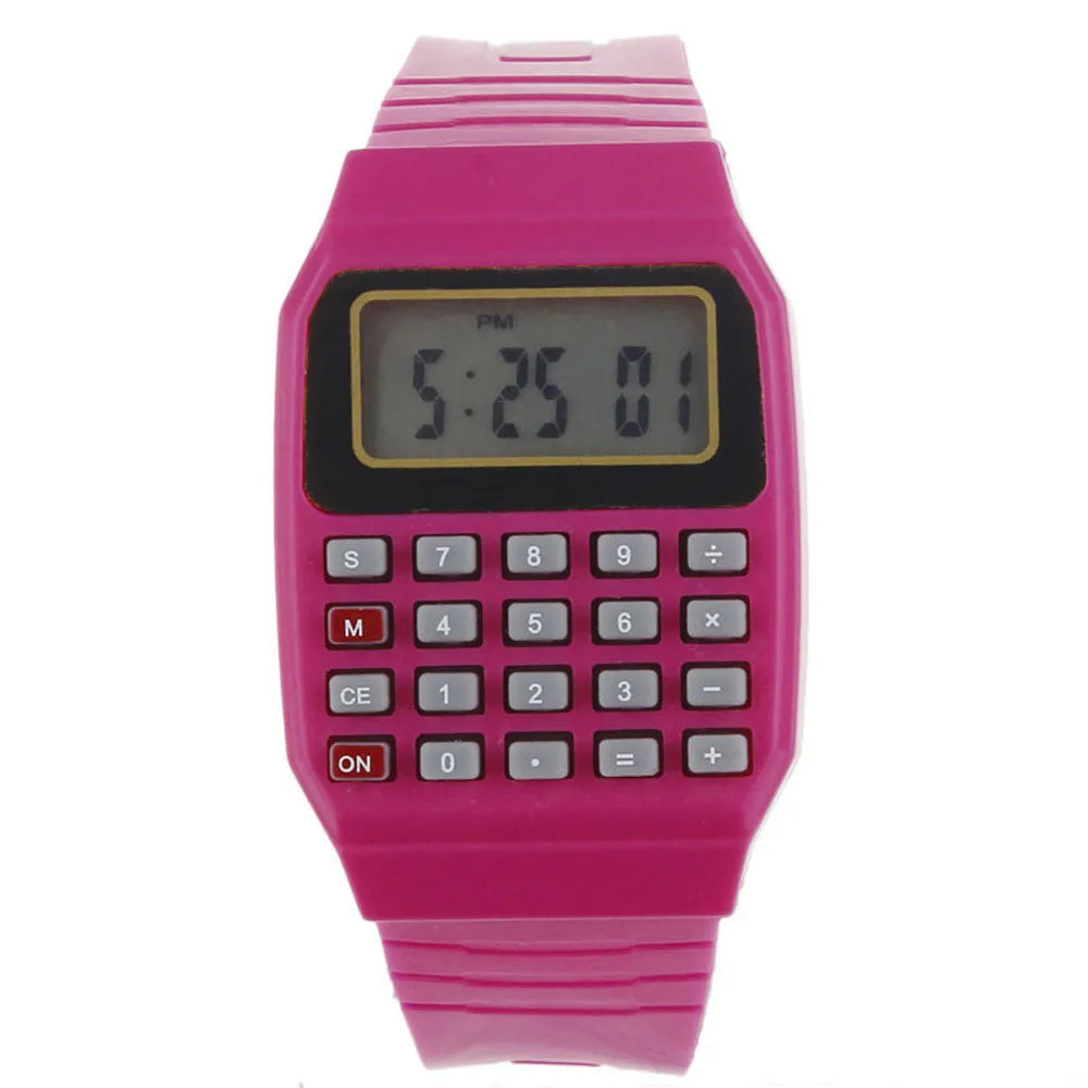 Silicone Multi-Purpose Electronic Wrist Watch with Calculator