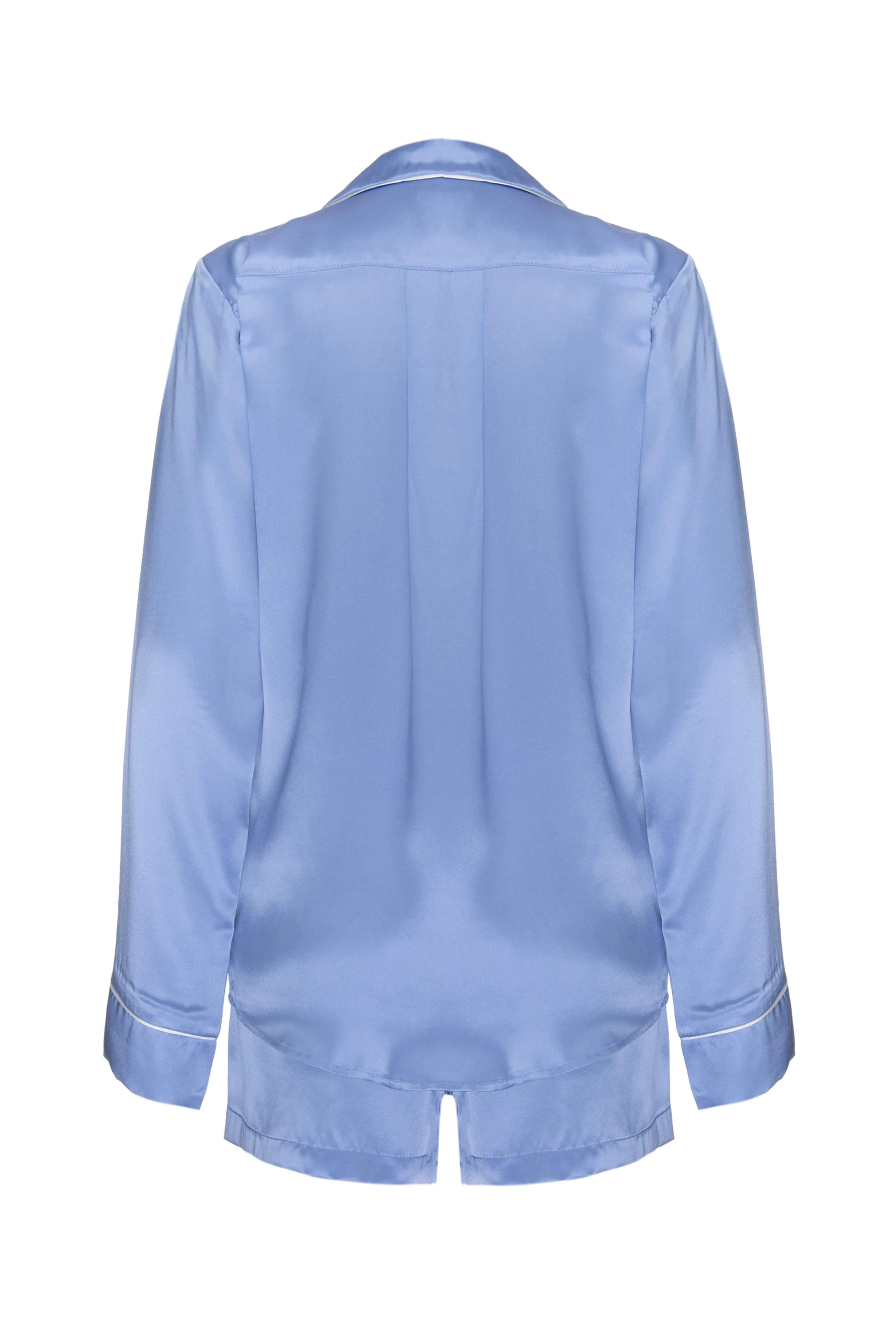 Silk Charmeuse Long Sleeved PJ Top: Sky Blue