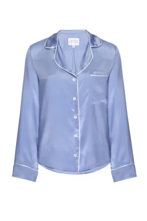 Silk Charmeuse Long Sleeved PJ Top: Sky Blue