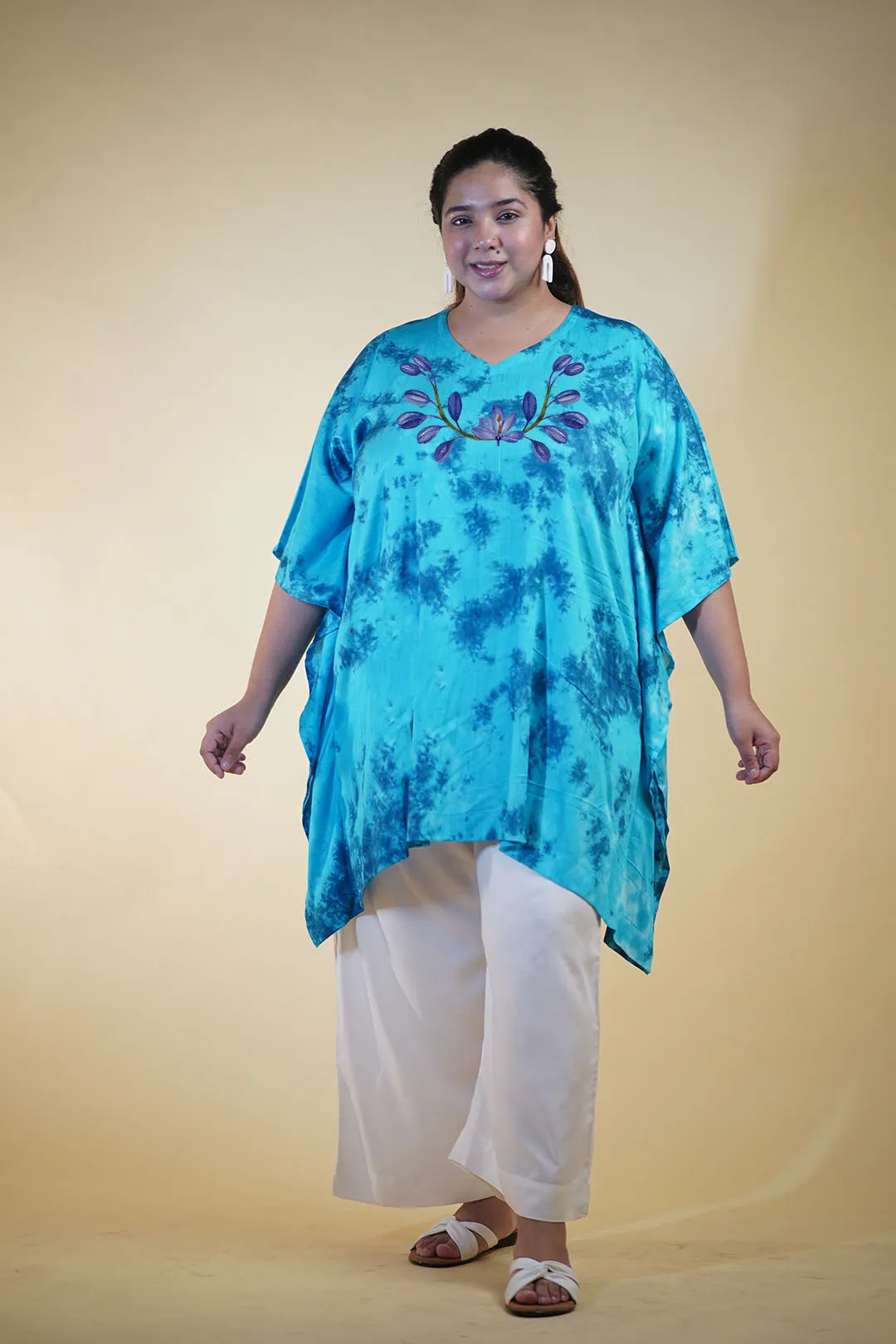 SkyBlue Rayon TieDyeKurta - BlueBeauty