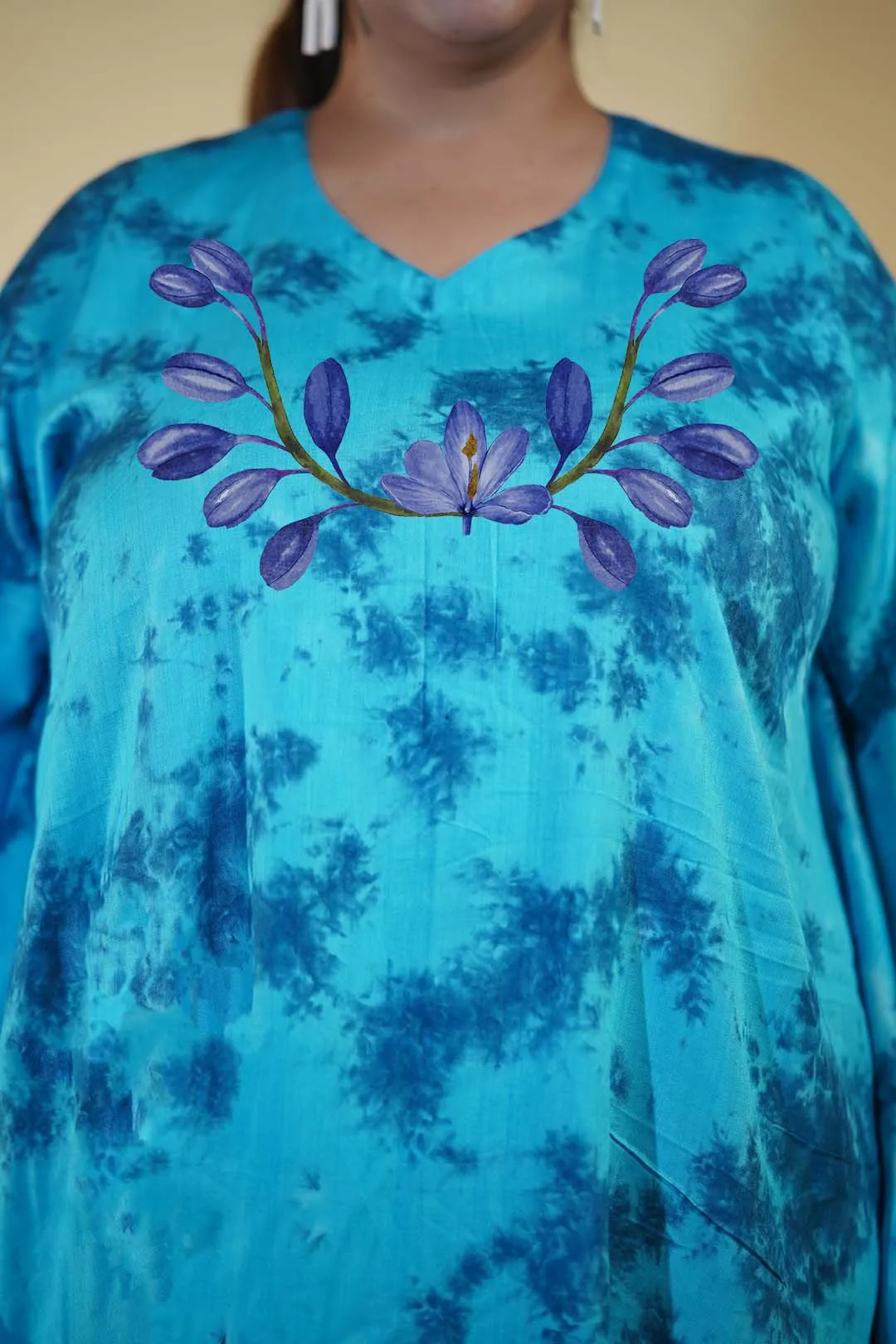 SkyBlue Rayon TieDyeKurta - BlueBeauty