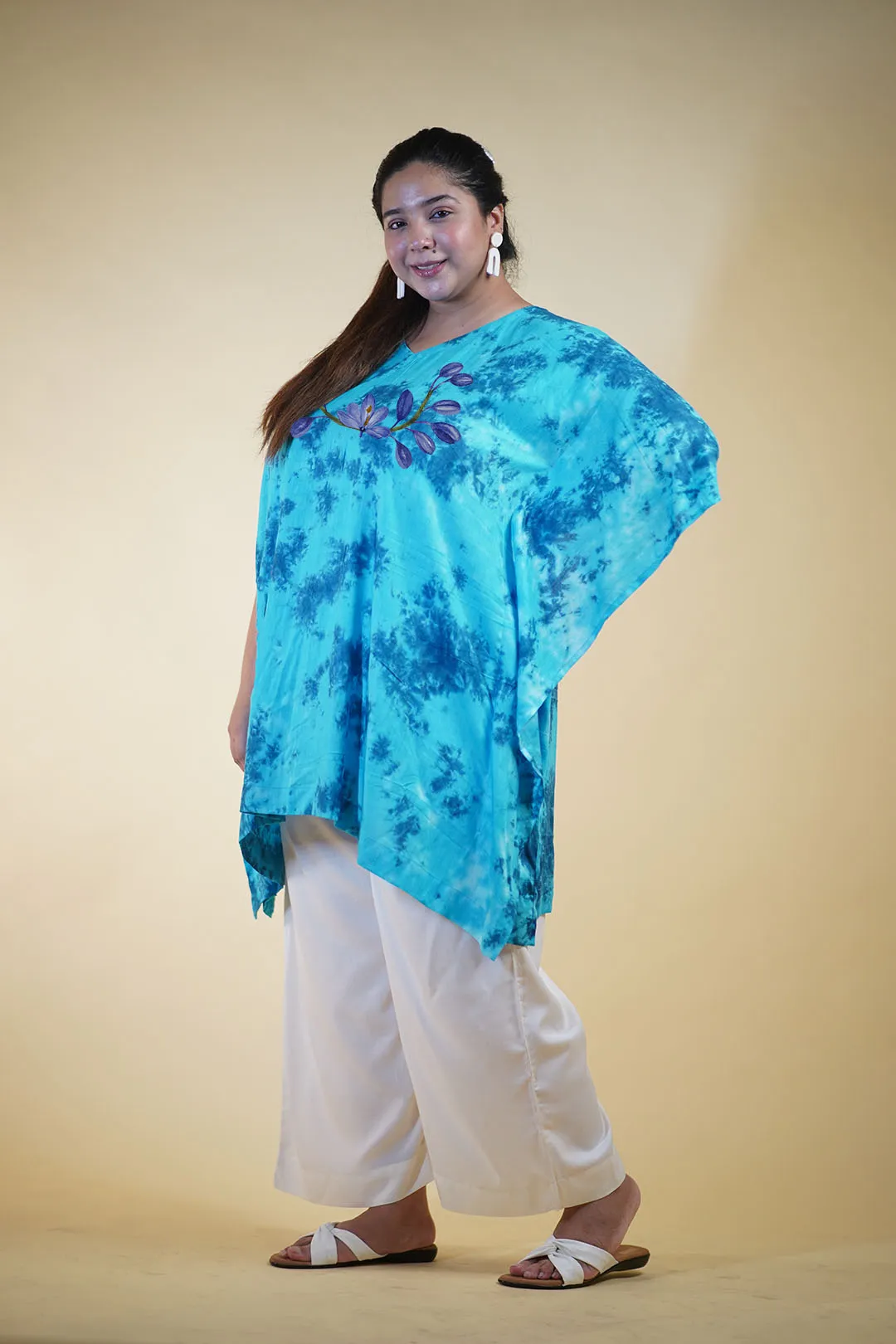 SkyBlue Rayon TieDyeKurta - BlueBeauty