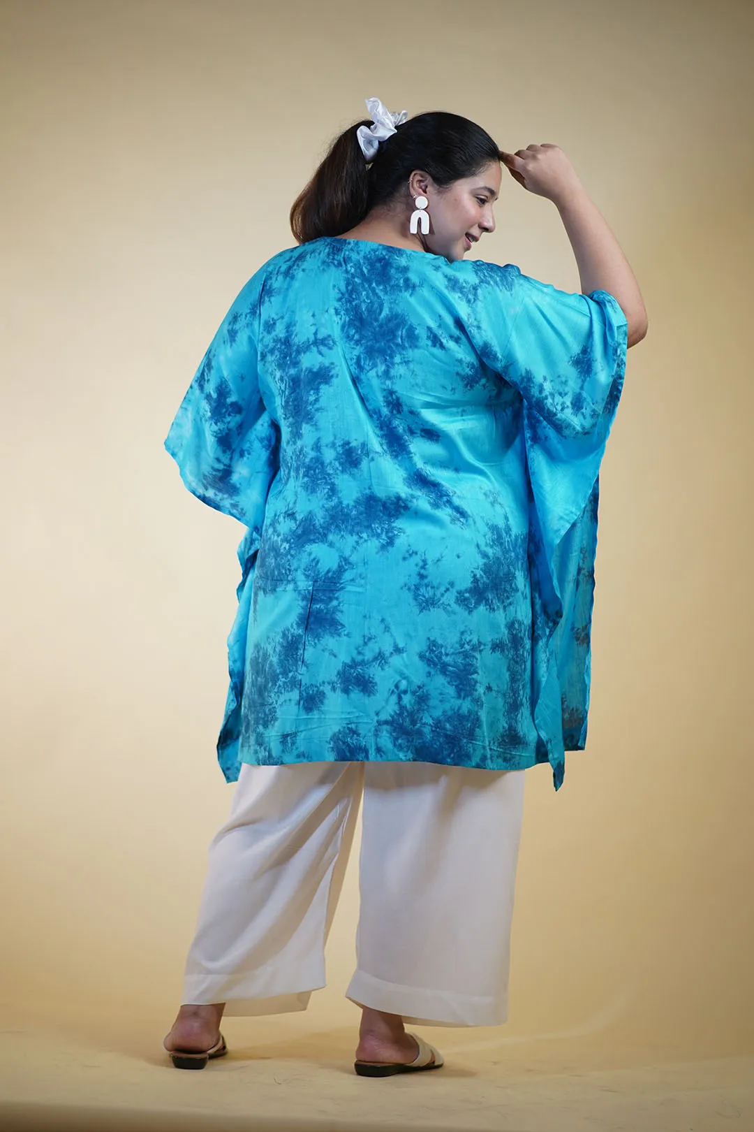 SkyBlue Rayon TieDyeKurta - BlueBeauty