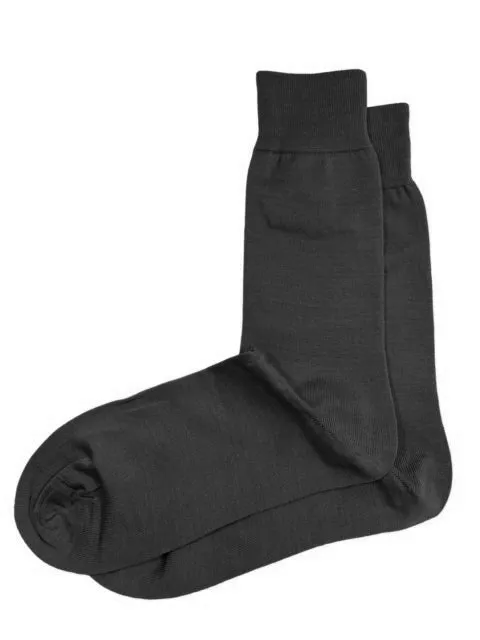 Solid Black Cotton Dress Socks By Paul Malone