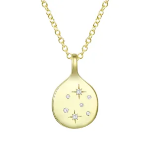 Sterling Silver 14K Gold Plated Cubic Zirconia Pendant Necklace