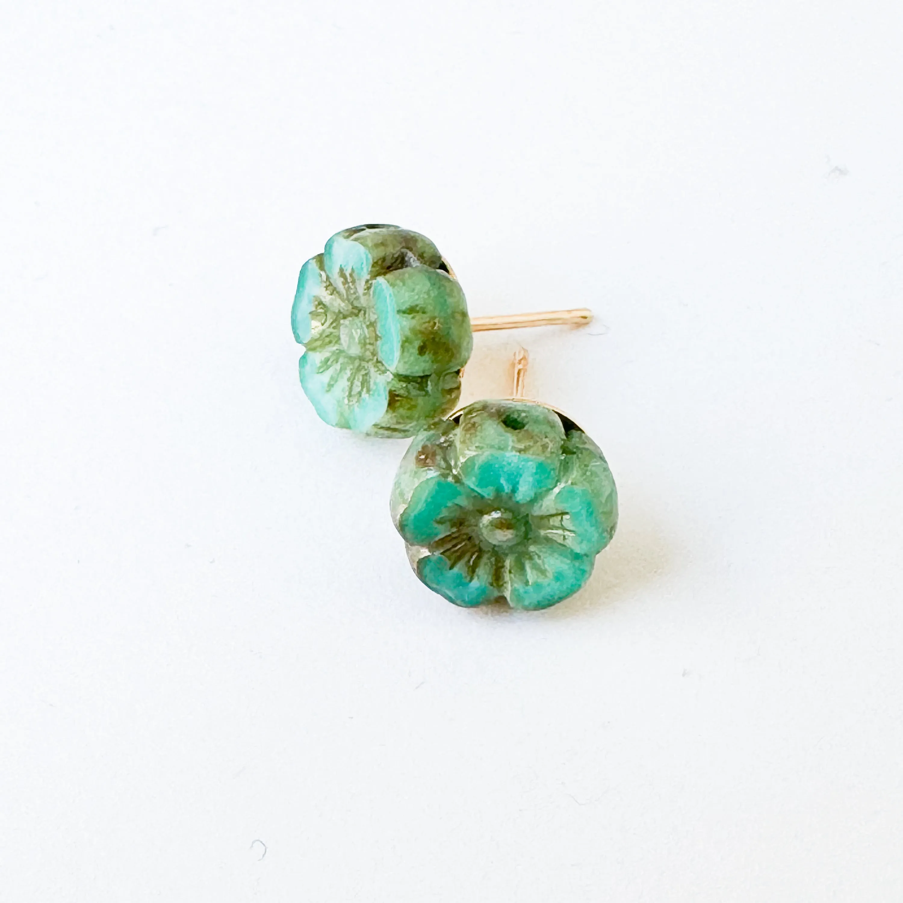 Tiny Flower Stud Earrings, 24K gold plated posts