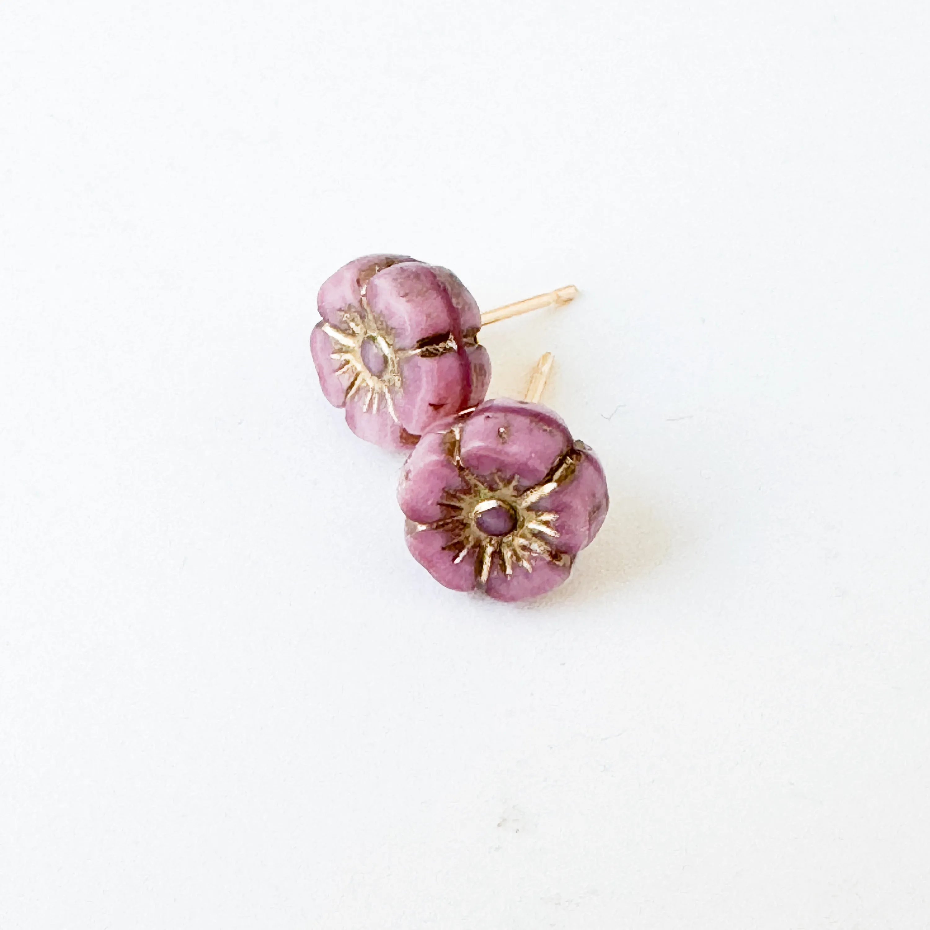 Tiny Flower Stud Earrings, 24K gold plated posts