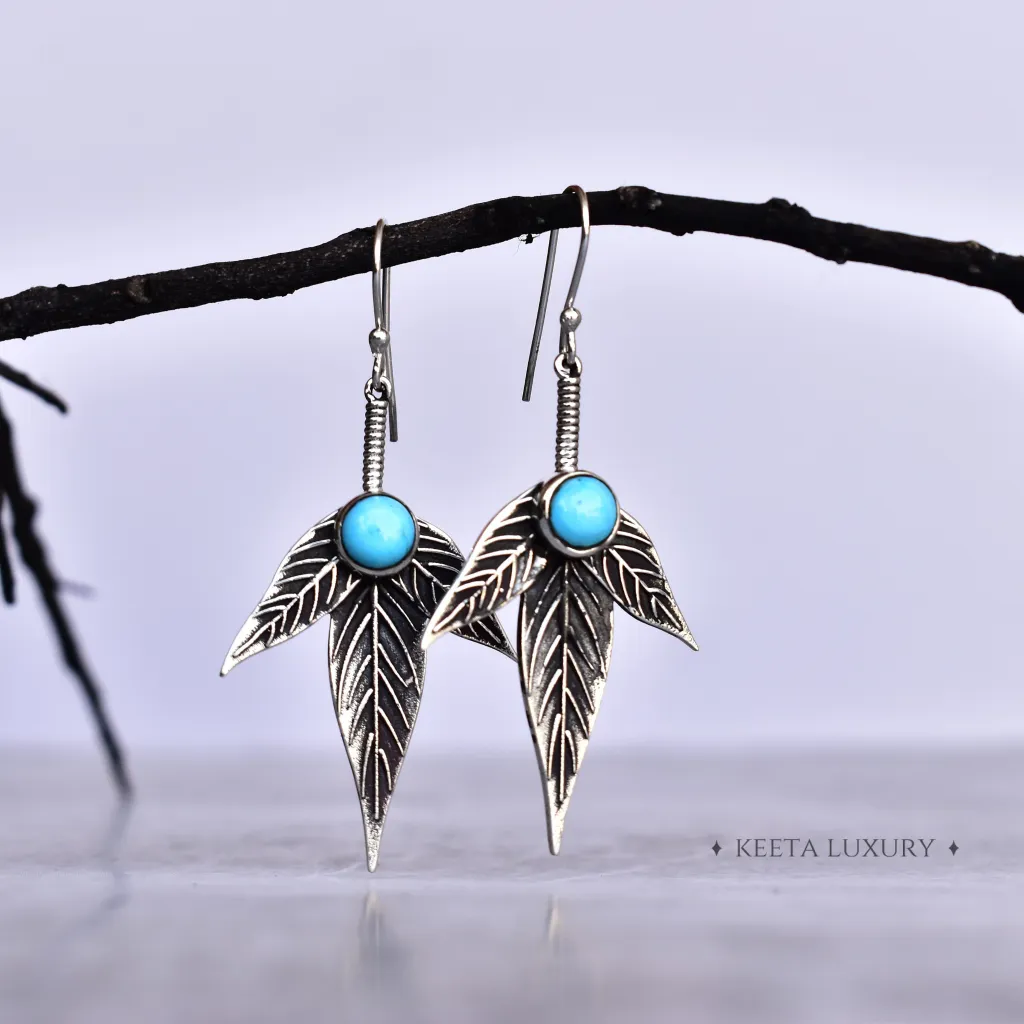 Trio Leaf- Turquoise Dangles