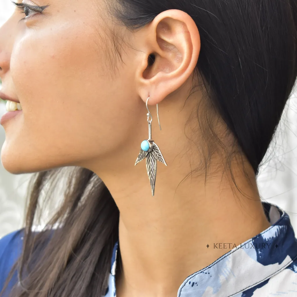 Trio Leaf- Turquoise Dangles