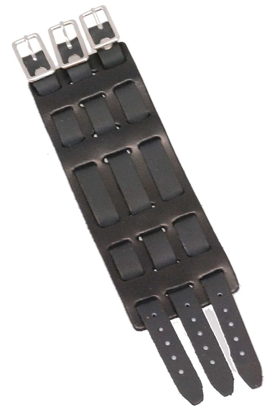 Triple Buckle Black Leather Wristband / Watchband #WB40325K