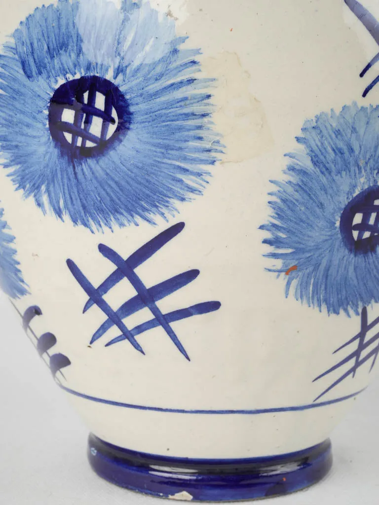 Vintage hand painted blue & white pitcher