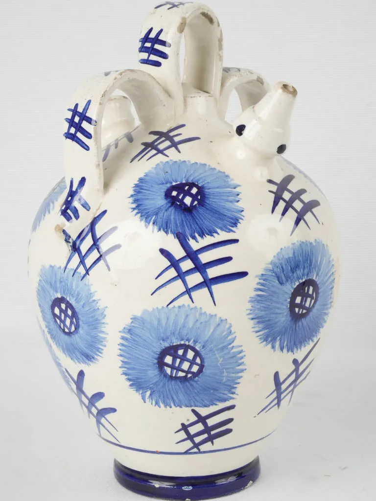 Vintage hand painted blue & white pitcher