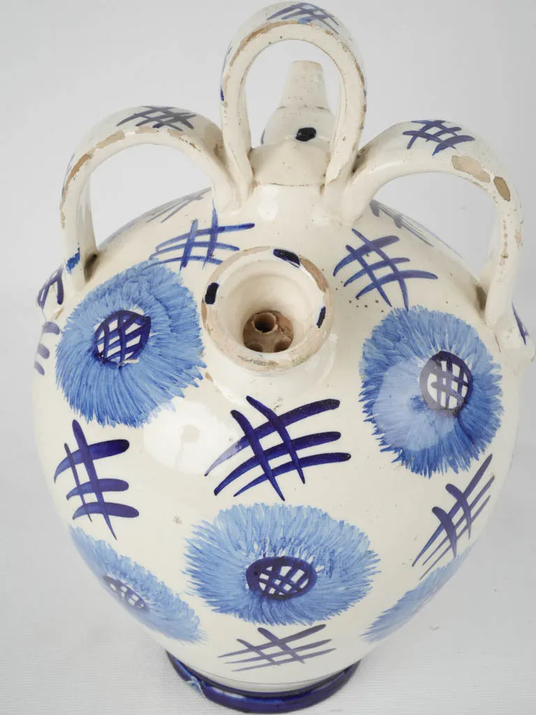 Vintage hand painted blue & white pitcher