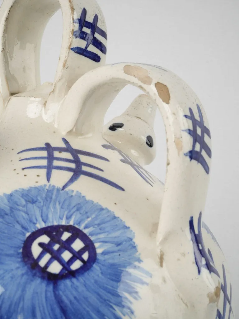 Vintage hand painted blue & white pitcher