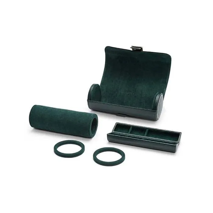 Wolf Designs British Racing Green Triple Watch Roll Travel Pack